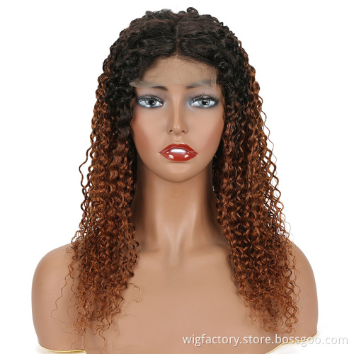 wholesale kinky curly human hair wigs, new arrival kinky curly wigs two tone wig color
